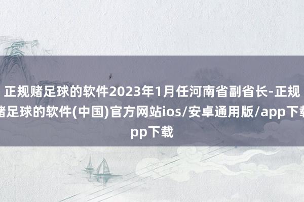 正规赌足球的软件2023年1月任河南省副省长-正规赌足球的软件(中国)官方网站ios/安卓通用版/app下载